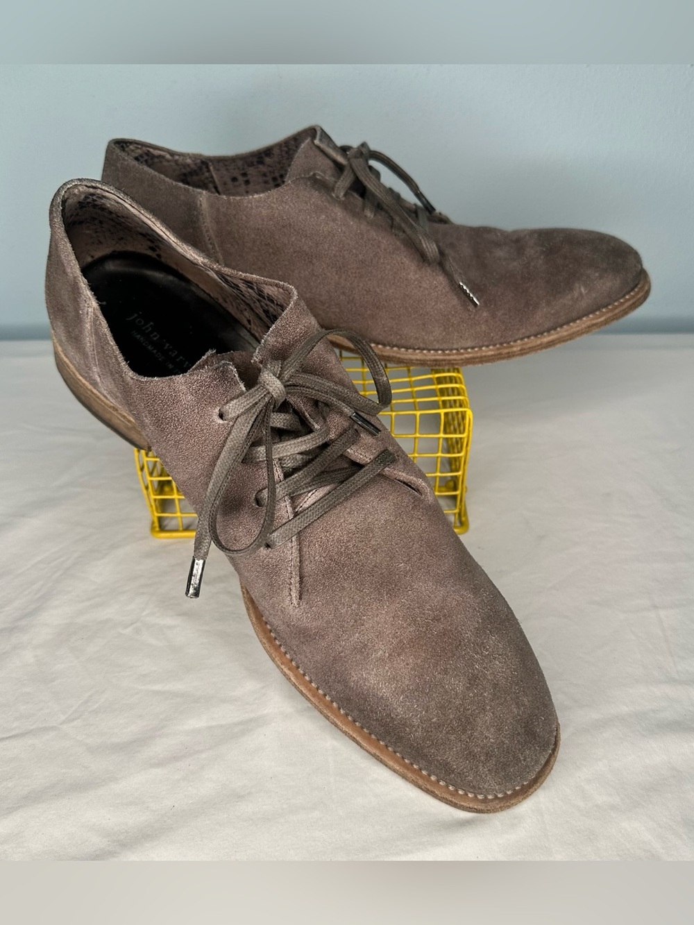 John Varvatos Men's Grey Suede Oxford Shoes